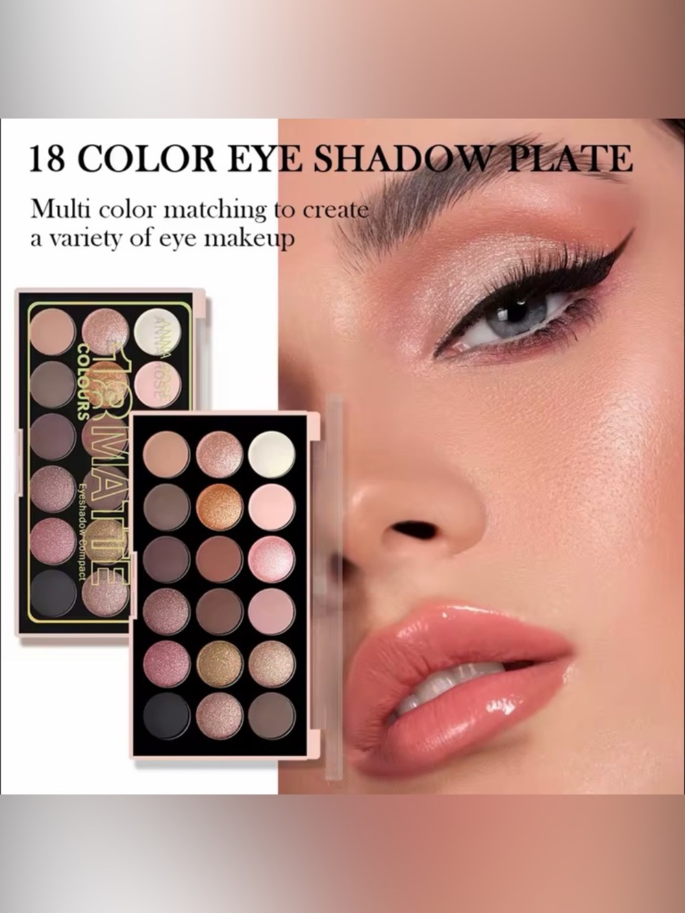 Neutral Pink & Rose Eyeshadow Palette — Multi-Finish Shades